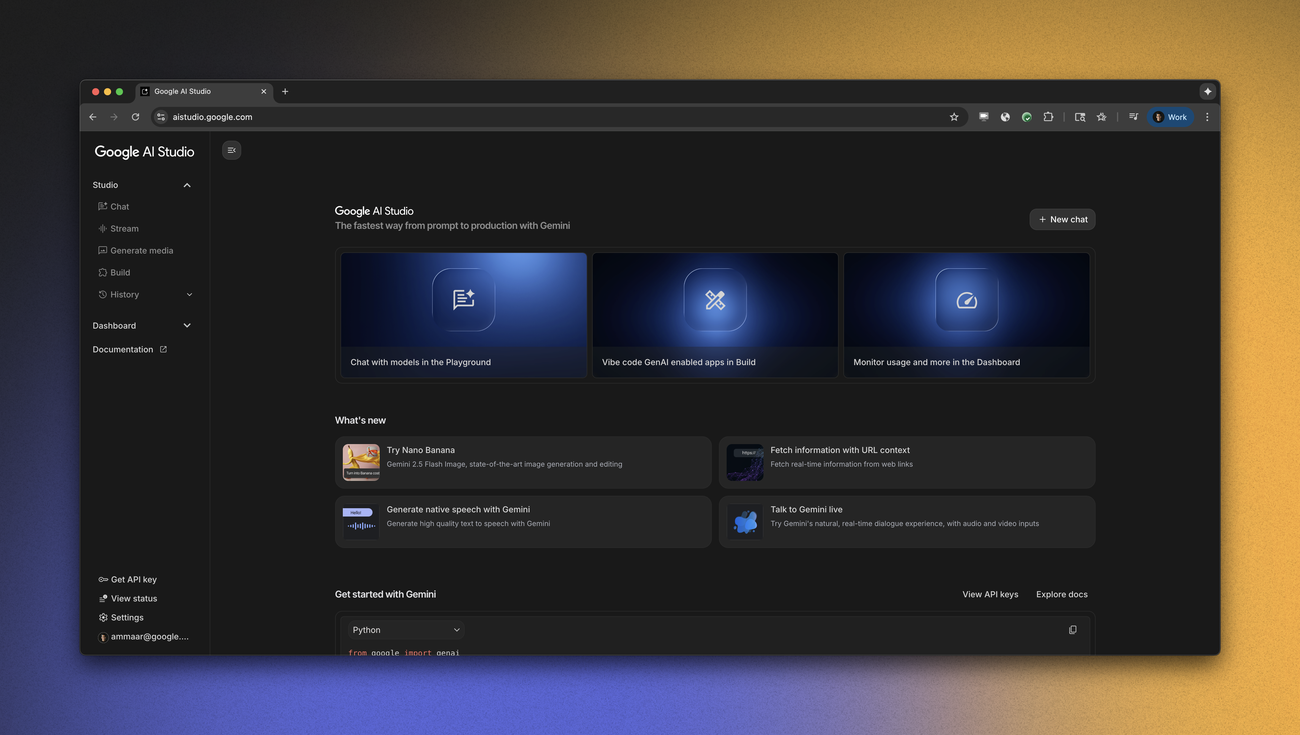 Google AI Studio 首页界面截图